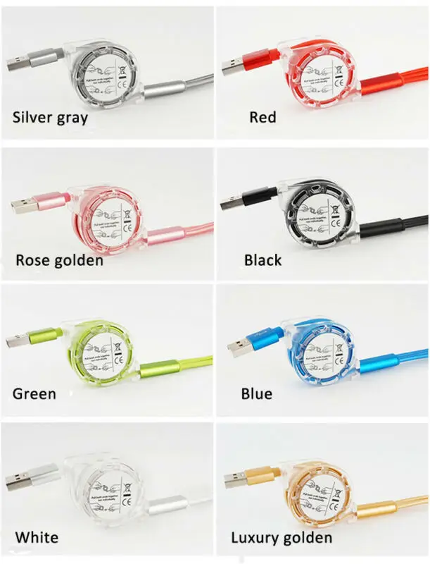 

Retractable 3-In-1 Micro USB+Type C+ 8PIN Charging Data Cable For Android Phones