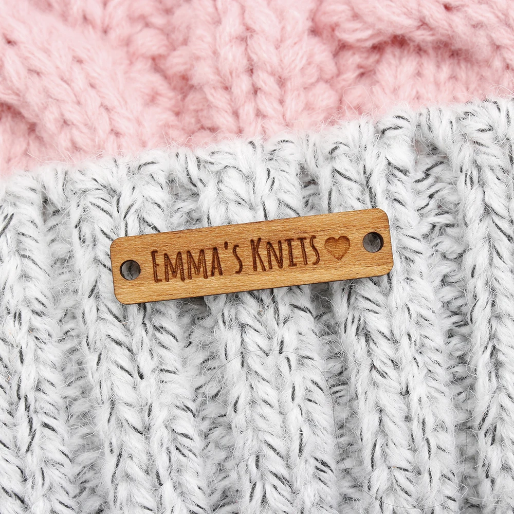 

Wooden labels, knit labels, Handmade, custom engraving, Logo or TextPersonalized Brand, Name Tags (WD3161)