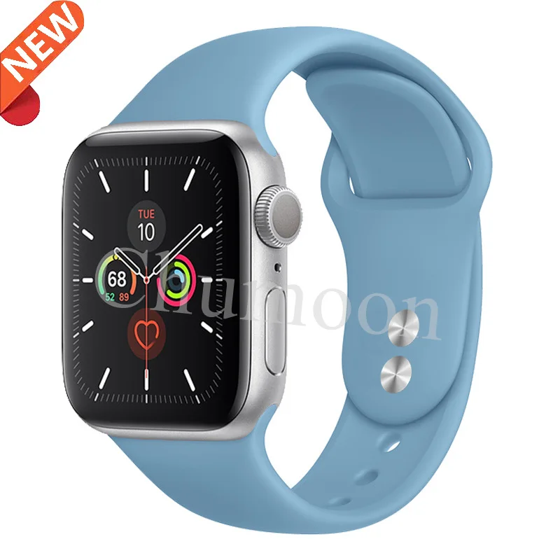 Спортивный ремешок для apple watch 38 мм 42 мм correa iwatch 4 ремешок 44 мм 40 мм силиконовый резиновый ремешок для часов Браслет apple watch 5 4 3 2 - Цвет ремешка: official cornflower