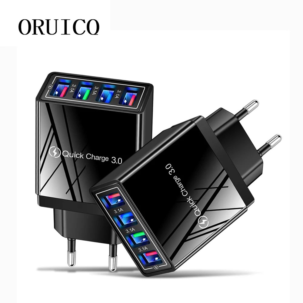 Сетевое зарядное устройство с 4 USB-портами и поддержкой быстрой зарядки |