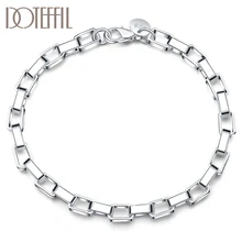 DOTEFFIL 925 Sterling Silver Big Long Lattice  Bracelet For Women Wedding Engagement Party Fashion  Jewelry