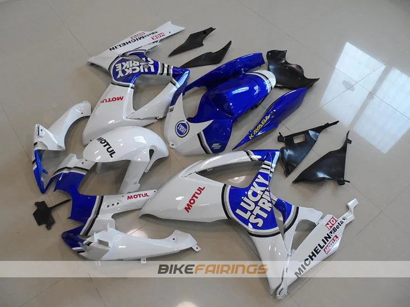 Топ литья под давлением ABS Полный обтекатели комплект подходит для Suzuki GSX-R600 GSX-R750 600 750 2006 2007 06 07 синий белый lucky
