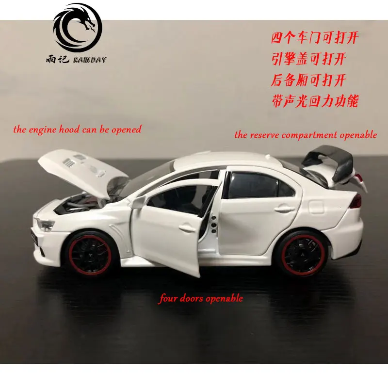

JK 1/32 Scale JAPAN Mitsubishi Lancer Evolution X Sound&Light Diecast Metal Pull Back Car Model Toy For Gift,Children