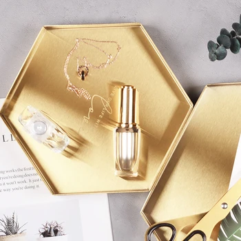 

Nordic Geometric Metal Storage Trays Gold Stainless Steel Fruit Food Plate Jewelry Makeup Desktop Organizer Home Decoration