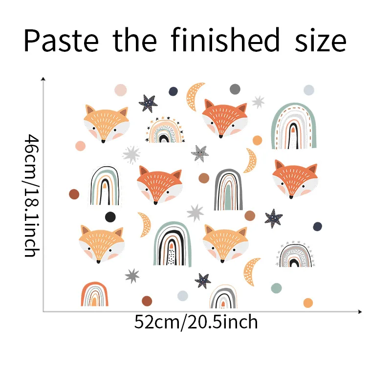 Cartoon fox rainbow children bedroom porch home wall background beautification wall stickers self adhesive decorations for room