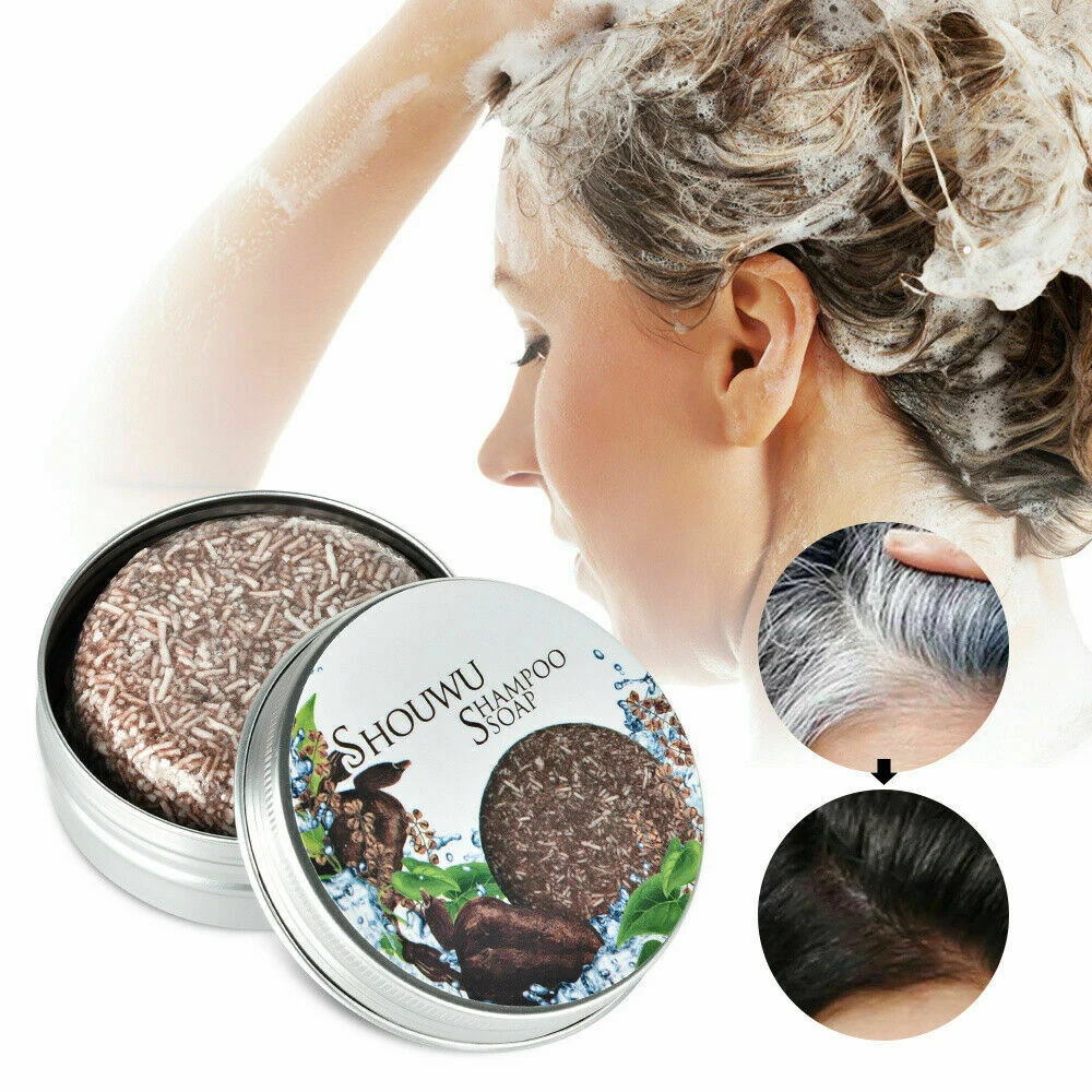 

New Polygonum Essence Hair Darkening Shampoo Bar Soap Natural Organic Mild Formula Hair Shampoo Gray Hair Reverse Hair Cleansing