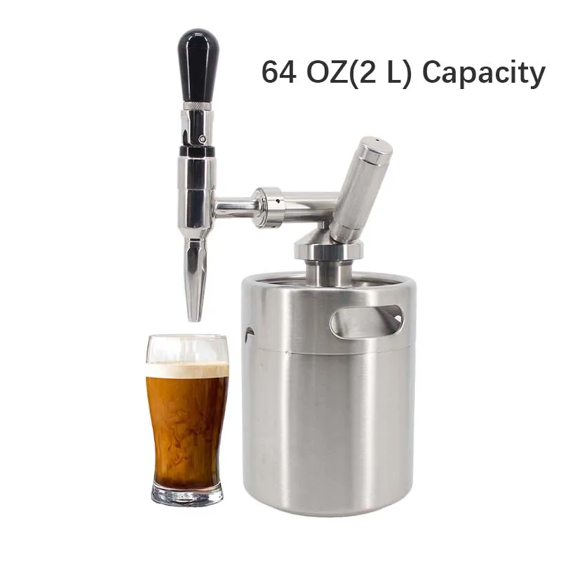 Nitro Cold Brew Coffee Maker - 64Oz Stainless Steel Home Brew Coffee Keg w/  Adjustable Pressure Regulator, Nitrogen Coffee Growler Machine Dispenser  System, Stout Creamer Faucet - NutriChef NCNTROCB20 