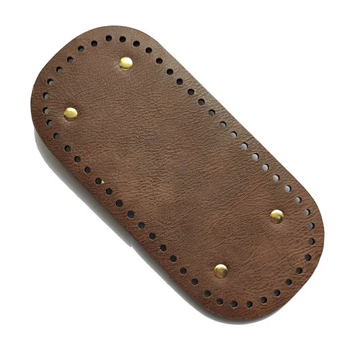 25Colors Long Bottom for Knitted Bag PU Leather Bag Accessories Handmade Bottom With 52 Holes DIY Crochetbag Bottom 22x10cm coffe 2