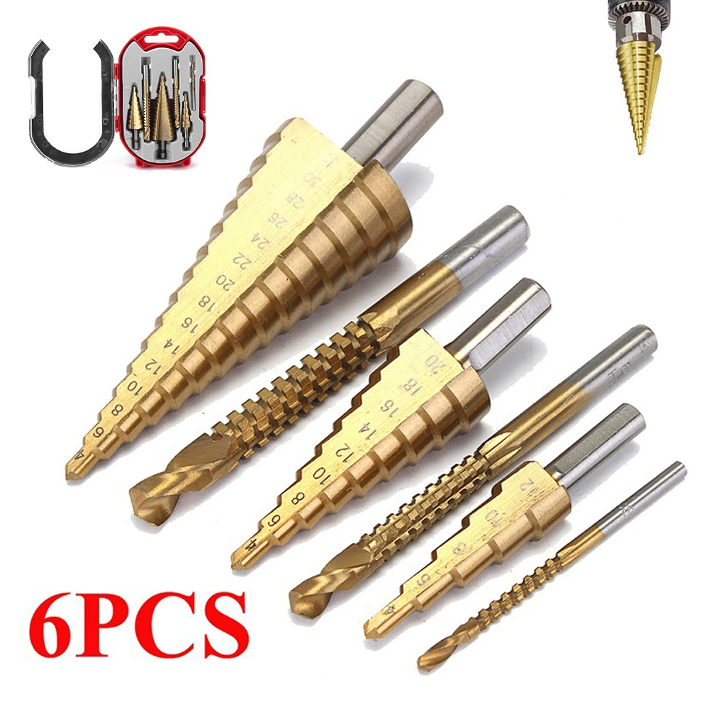 HSS Titanium Coated Step Drill Bit Set 4-12/20/32 Drilling Power Tools Metal High Speed Steel Wood Hole Cutter Cone | Инструменты