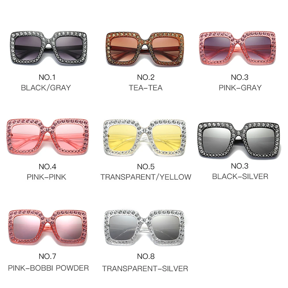Женские розовые солнцезащитные очки со стразами для женщин с большой оправой Sqaure, итальянские брендовые дизайнерские очки