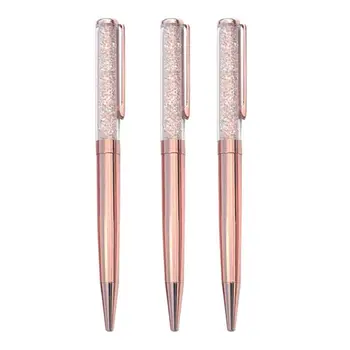 

Rose Gold Pen Diamond Pens Fine Black Ink Pen-3Pack and 3 Extra Refills H7EC