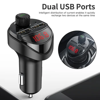 

Bluetooth Car charger Audio FM Adapter Receiver 87.5MHz-108.0MHZ Black