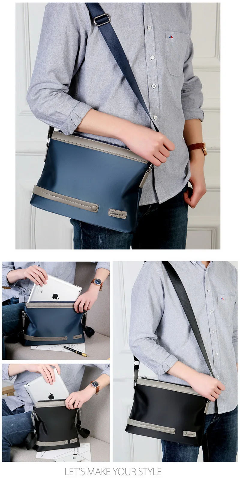 BelaBolso Oxford Messenger Bag Men Shoulder Bag High Quality Crossbody Bag For Men Briefcase Business Bag ipad Travel Bag HMB671