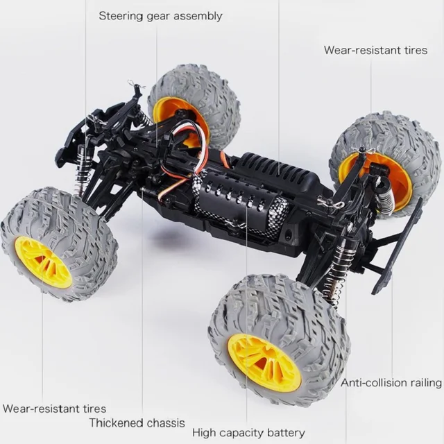 RC Car 50km/h High Speed 4WD Racing Truck Cars Crawler Big Foot Off Road Remote Control Drift Quality Toy for Kids Gift Boys 4