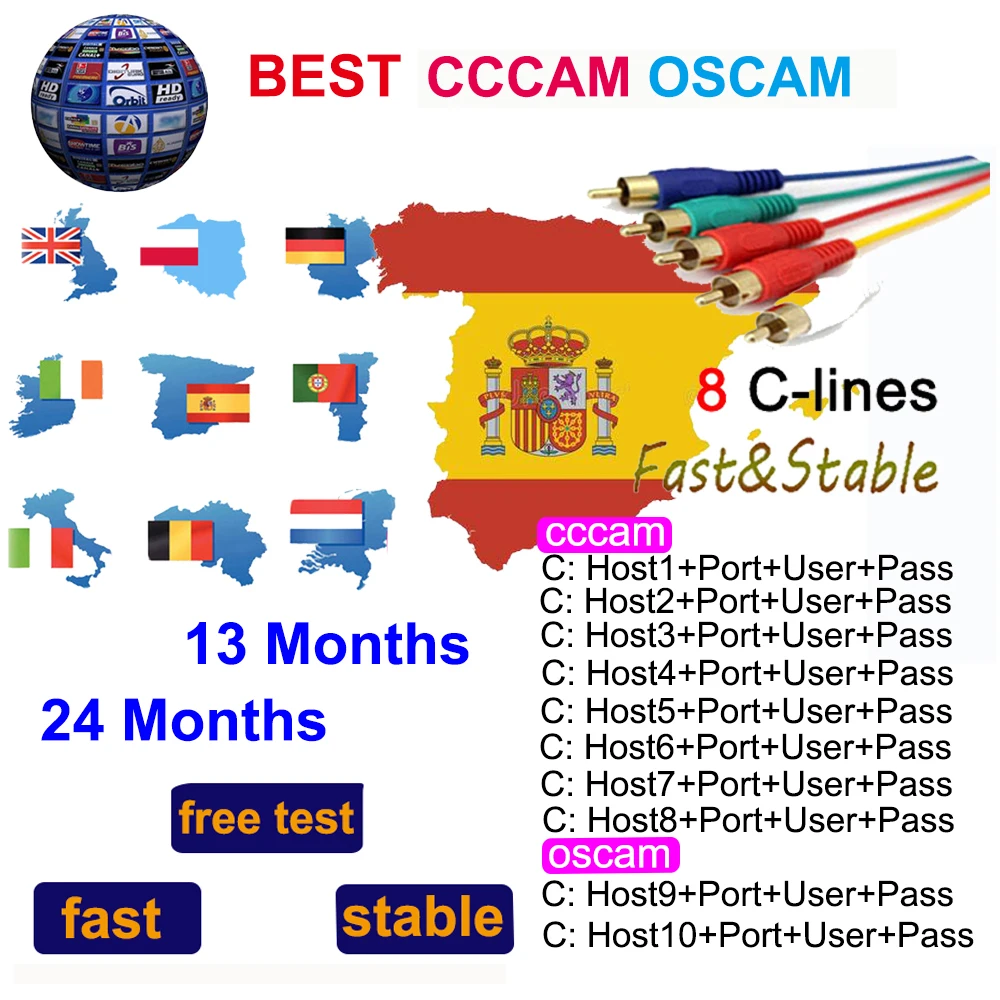 

Satxtrem Clines OSCAM Germany CCCAM Romanian Codes Cccam Spain server HD Europe cccam Italia Poland Portugal for DVB S2 CCAM