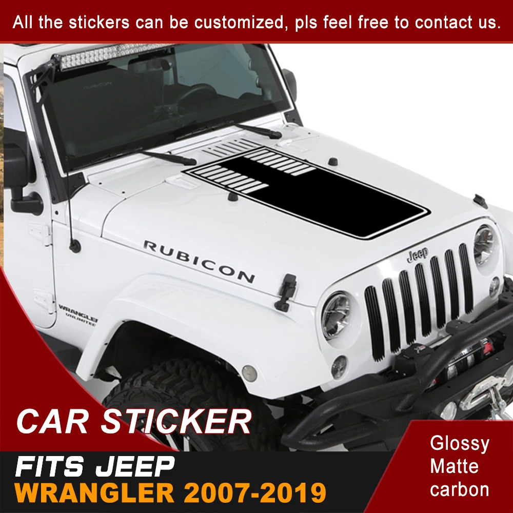 

Car Stickers Car Hood Bonnet Stripe Graphic Vinyl Modified Decoration Car Decals Custom Fit For Jeep Wrangler 2007-2019