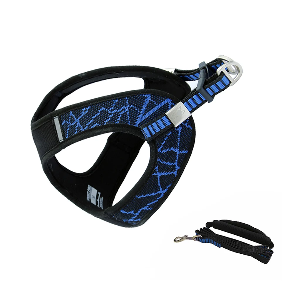 blue Leash Мягкая нагрудная жилетка для домашних животных, Спортивная веревка для перевозки животных, Светоотражающий Жилет для собак, уличная нагрудная жилетка, Сбруя для собак - Цвет: blue Leash