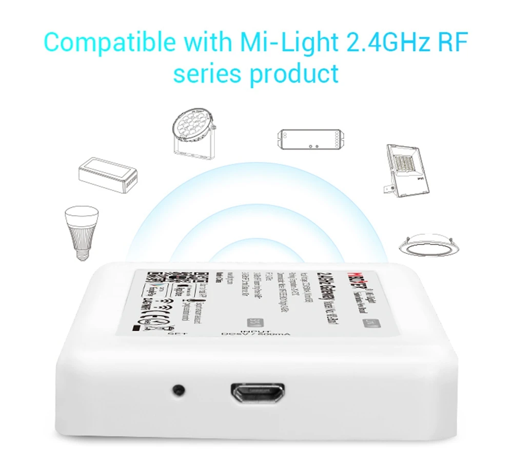 Milight светодиодные лампы 9W RGBCCT+ WL-Box1 светодиодный контроллер DC5V+ 2,4G B4/T4 4-Зона RGB+ CCT сенсорный Панель пульт дистанционного управления