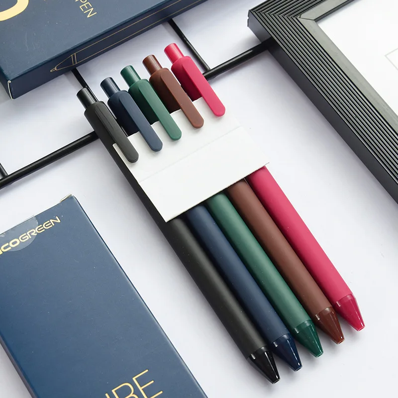 

5 pcs Creative color gel pen boxed press signature pen student water pen 0.5mm stationery wholesale
