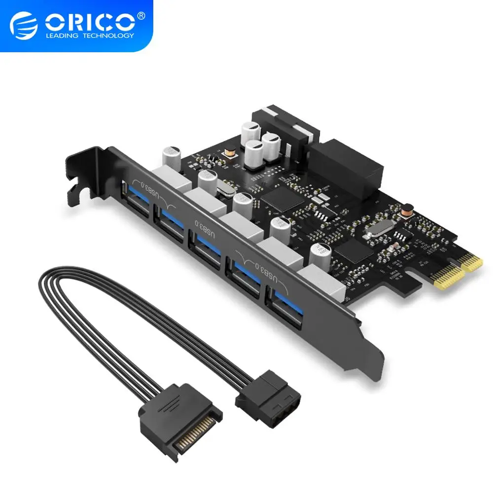 ORICO USB 3.0 PCI E Expansion Card 5 Ports Hub Adapter External Controller Express Card with 4 pin Power Connector Cord|add on cards|usb3.0 pci-epci-e usb3.0 - AliExpress