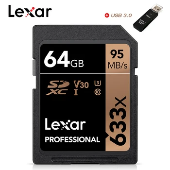 

Lexar Professional SD card 64GB 128GB 256GB Max 95MB/s read 633x Memory Card SD Card cartao de memoria Card Flash for DSLR
