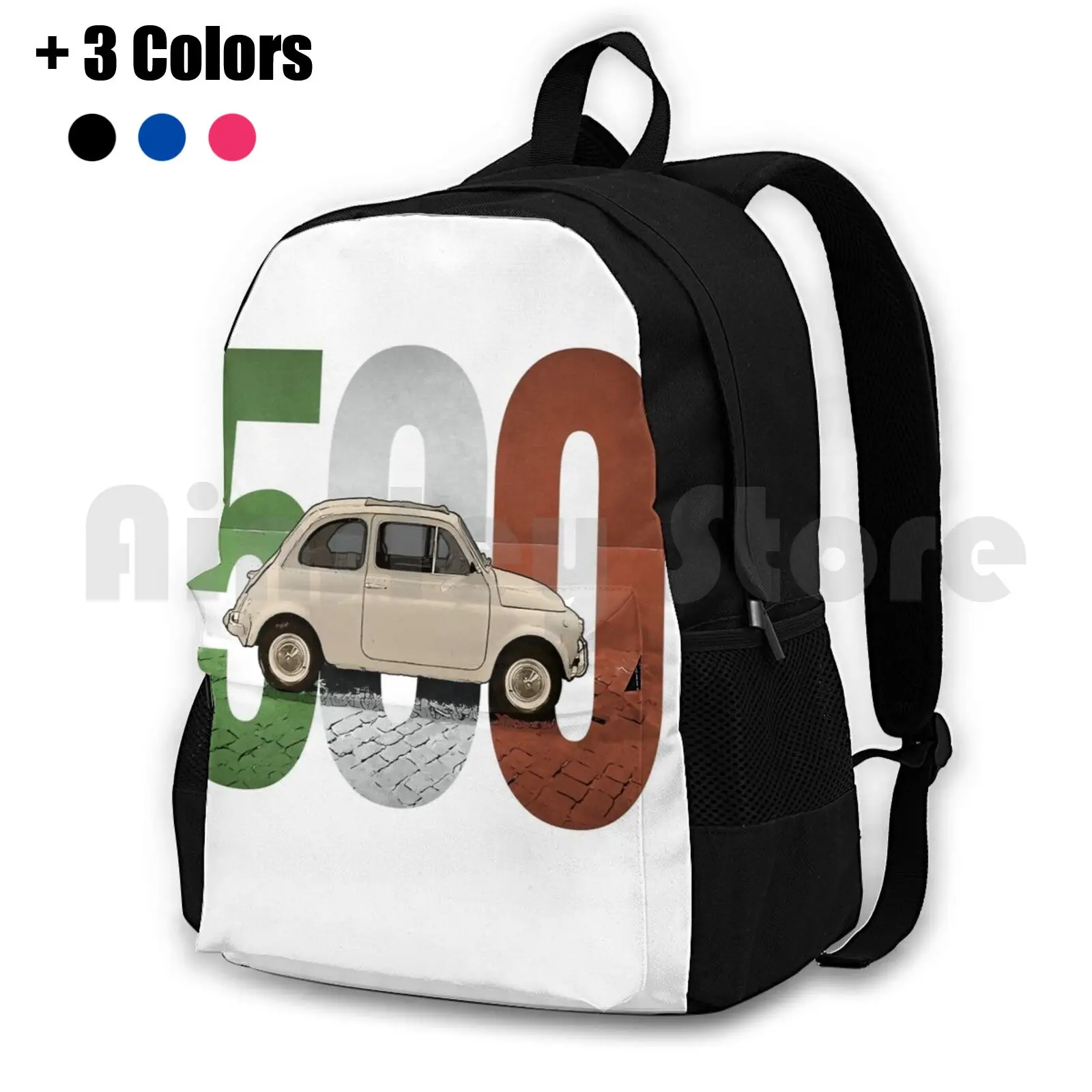 The Classic Fiat 500 On White Outdoor Hiking Backpack Riding Climbing  Sports Bag Fiat 500 Classic Fiat 500 500 Italian Car Fiat - AliExpress