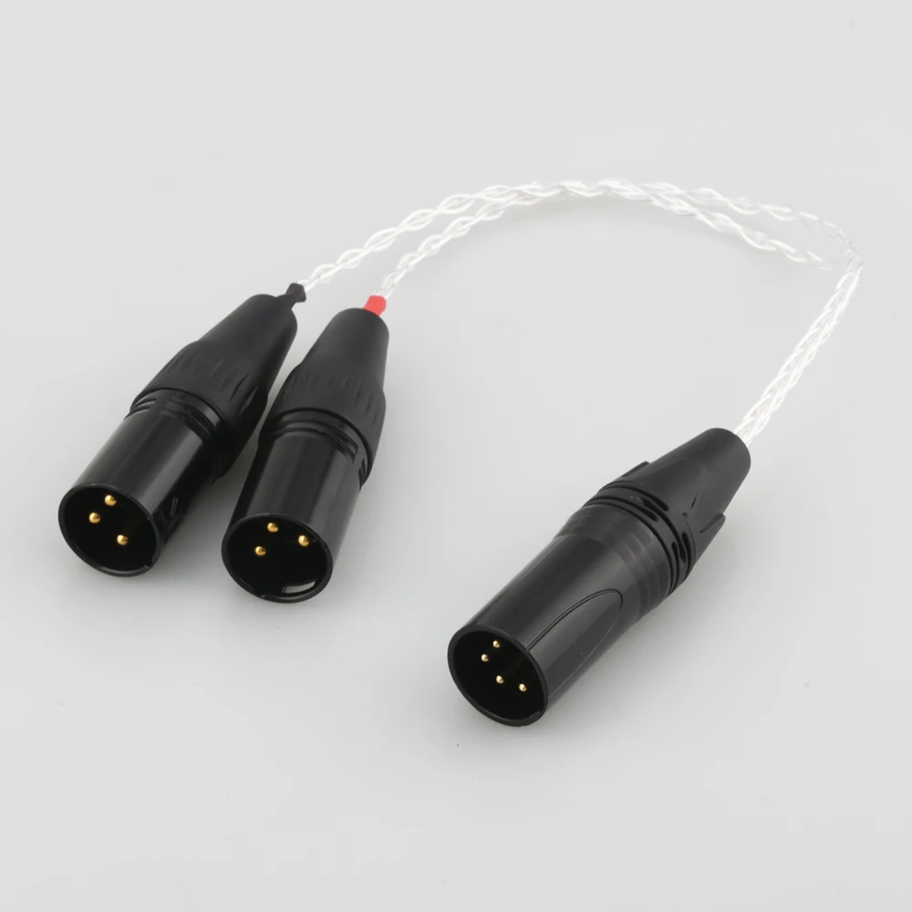 High Quality HIFI cable with 4 pin XLR Female to 2x 3 pin XLR Male Balanced Silver Plated Headphone Audio Adapter