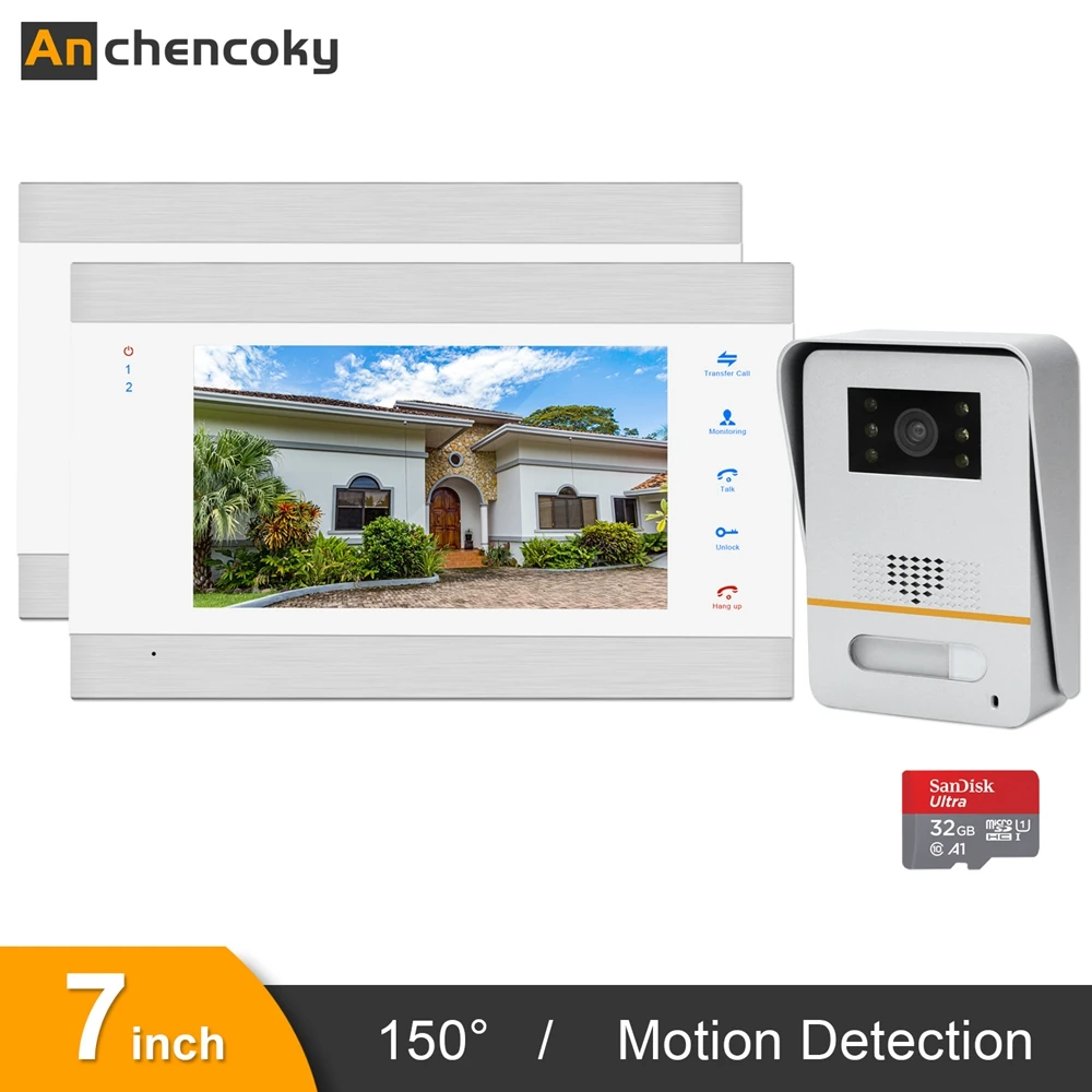 Anchencoky Wired Video Door Phone 7inch Video Intercom With 150° Wide Angle Call Panel Support Motion Detect and Unlock Intercom Anchencoky Wired Video Door Phone 7inch Video Intercom With 150° Wide Angle Call Panel Support Motion Detect and Unlock Intercom
