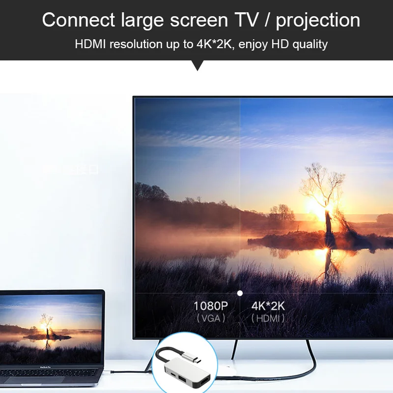 Basix USB C концентратор USB-C к HDMI Thunderbolt 3 адаптер для MacBook samsung Galaxy S9 huawei P20 mate 20 Pro type C USB 3,0 концентратор