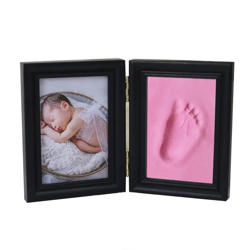 Новорожденный ребенок руки Inkpad Фоторамка ручной печати отпечаток ноги сувенир с деревянной рамкой для родителя-ребенка дома детские принадлежности памяти - Цвет: Pink