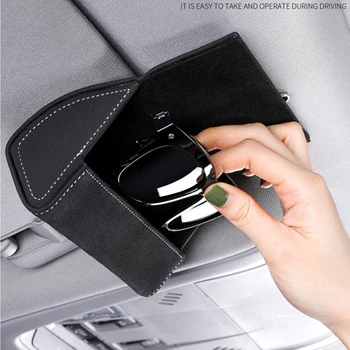 

Car Sun Visor Organizer Pu Leather Box Auto Sunglasses Case Universal Sunshade Storage Bags Card Holder Car Interior Accessories