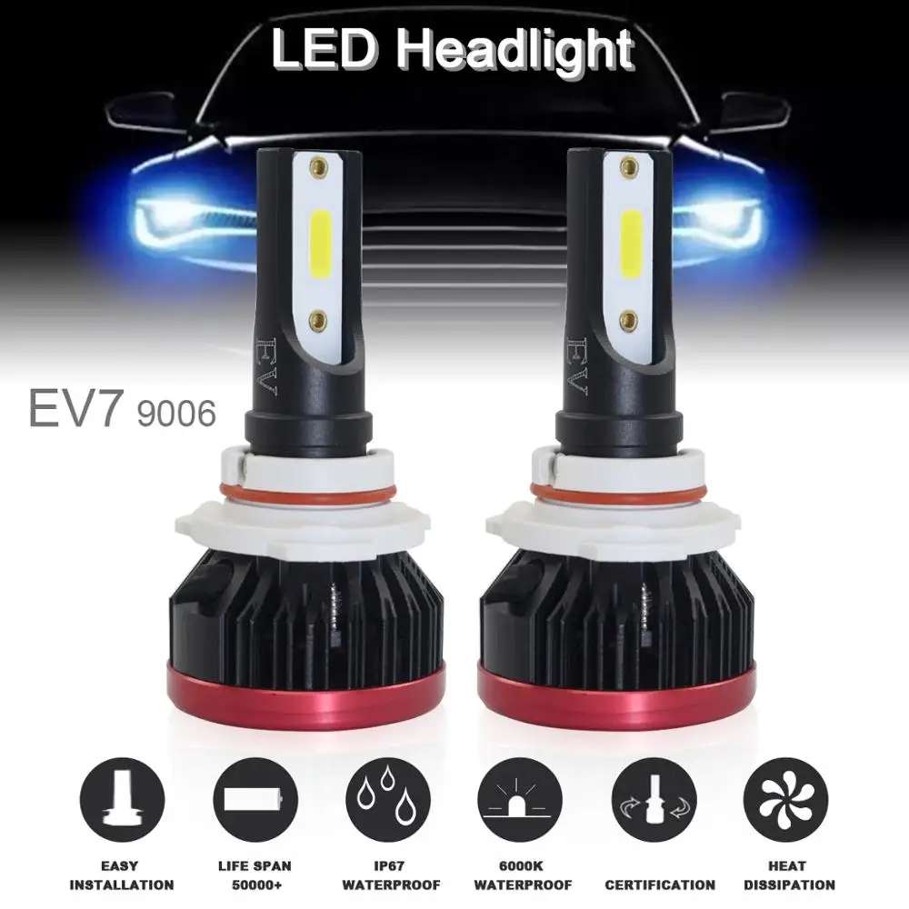 

2pc Super Mini 9006 HB4 120W 20000LM 6500K COB LED Chips Headlight Hi or Lo Bulbs Conversion Kit Lamps accessories for Car Auto