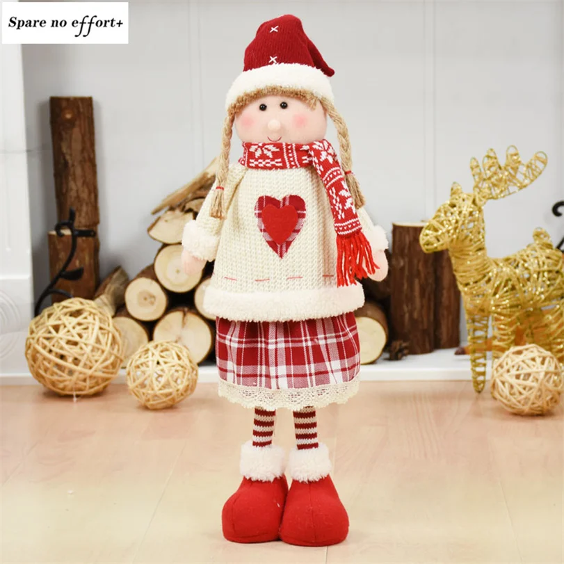 Красные рождественские куклы для девочек, статуэтка Navidad, елочные украшения, Новогодние рождественские украшения для дома, вечерние украшения для детей