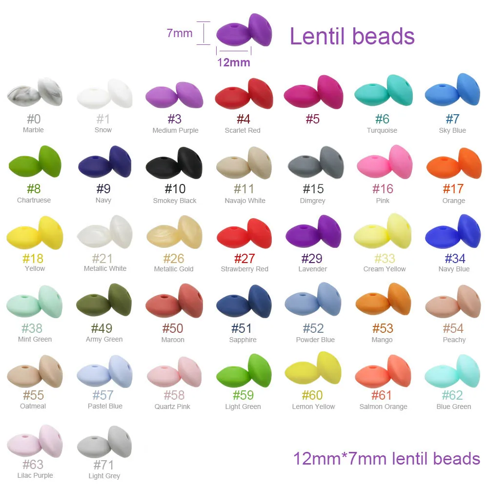 Description Picture 3 of itemCute-idea Silicone Baby Care 12MM Lentil Teething Beads 20pcs Making Newbron Pacifier Chain Pearl Accessory Bebe Nursing Toys