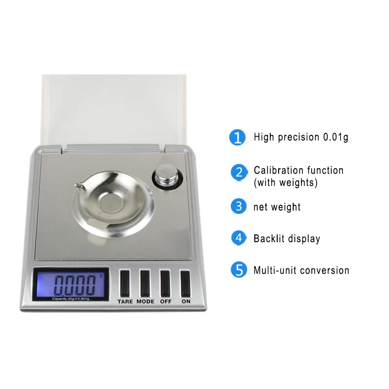 LCD Precision Scale Gram Electronic Jewelry Scales Weight Balance Kitchen Scale for Tea Baking Digital Weighing 500g/1/2/3kg