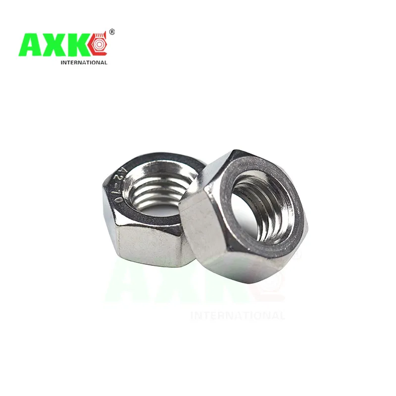 AXK 미터법 304 스테인레스 스틸 육각 너트 DIN934 M1 M1.2 M1.4 M1.6 M2 M2.5 M3 M4 M5 M6 M8 M10 M12 M16 M20 나사 너트