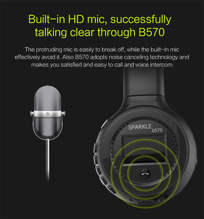 UNITOP ZEALOT B570 Wireless Bluetooth Headphones Stereo Earphones LED