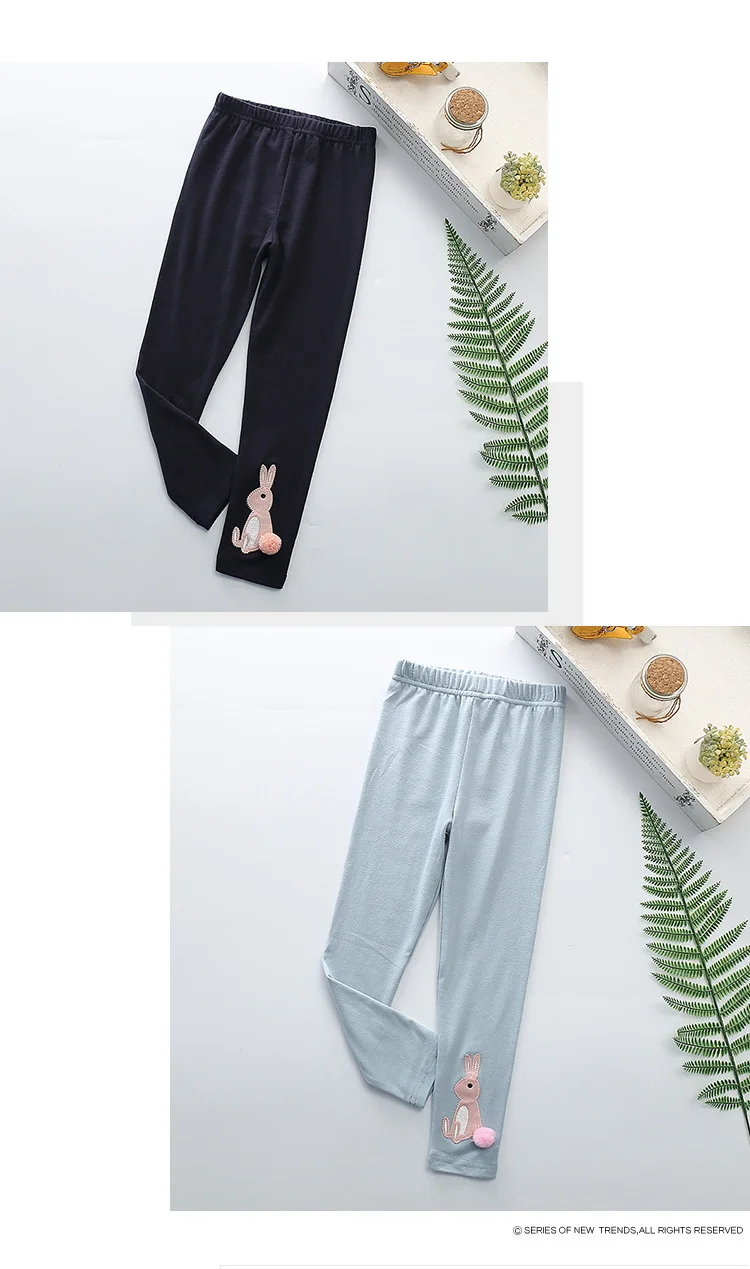 Spring And Autumn Children's Jeans Korean-style Pure Cotton New Style Cute Bunny GIRL'S Leggings Long Pants Fashion