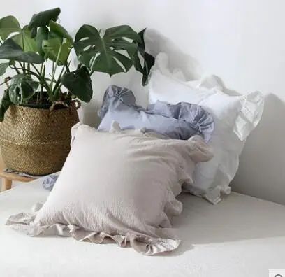 

Nordic wind lotus leaf hug pillowcase Simple solid color pillowcase Princess wind cushion cover