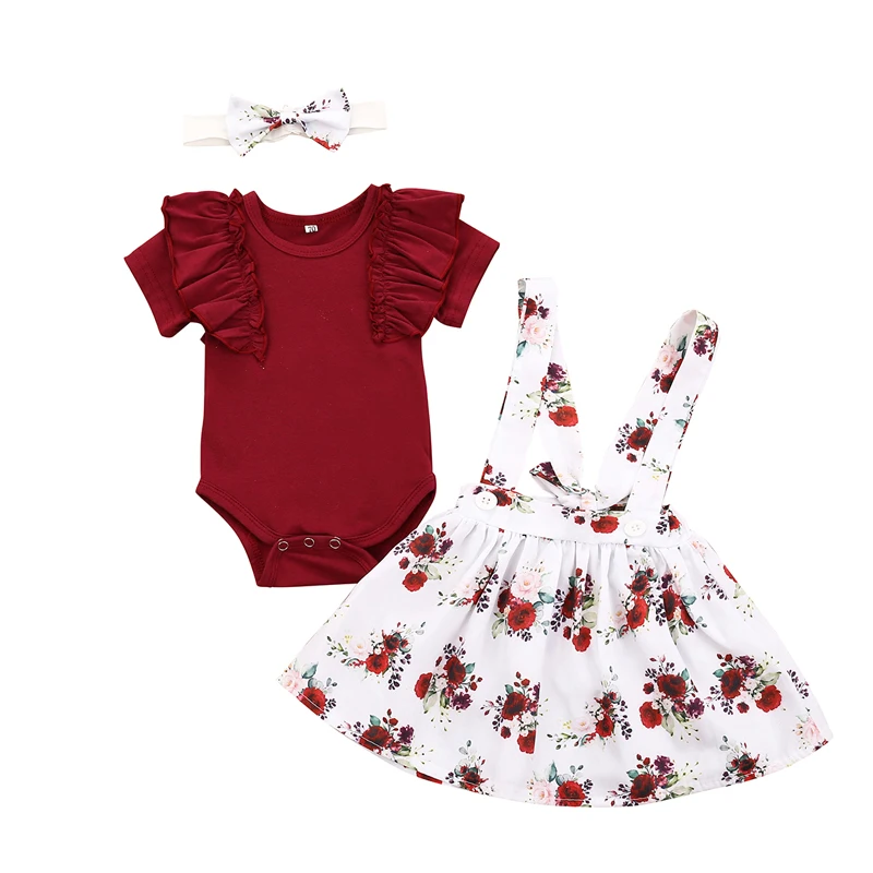 Fashion Set Baby Girl Newborn Infant child Clothes Romper Tops+Floral