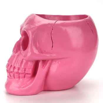 

Multifunction Decoration Halloween Classic Durable Stationery Resin Makeup Storage Easy Clean Skull Home Pen Holder Container 3D