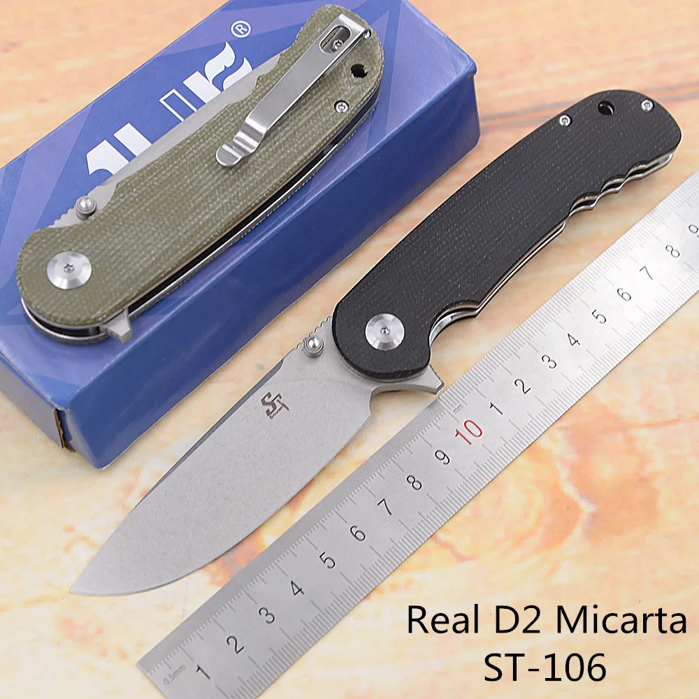 Sitivien New ST-106 Real D2 Ball Bearing Flipper Folding Micarta Camping Hunting Kitchen Survival Outdoor EDC Tool Utility Knife |