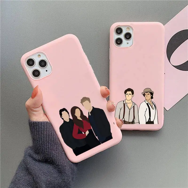 The Vampire Diaries Damon Phone Case For iphone 12 11 Pro Max Mini XS 8 7 6 6S Plus X SE 2020 XR Matte Candy Pink Silicone cover | Мобильные