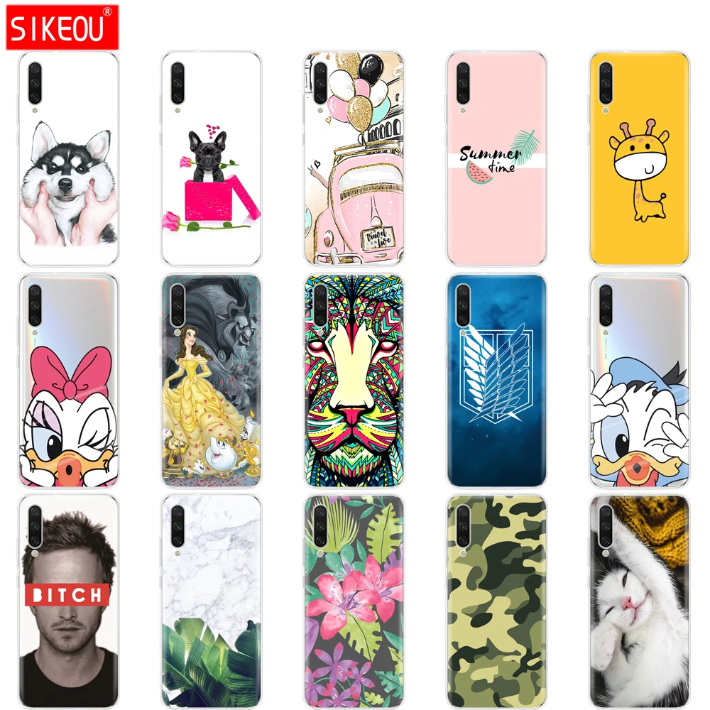 

silicone Cover For Xiaomi MI A3 Case Full Protection Soft tpu Back Cover Phone Cases For Xiomi MI A3 bumper Coque cat flower