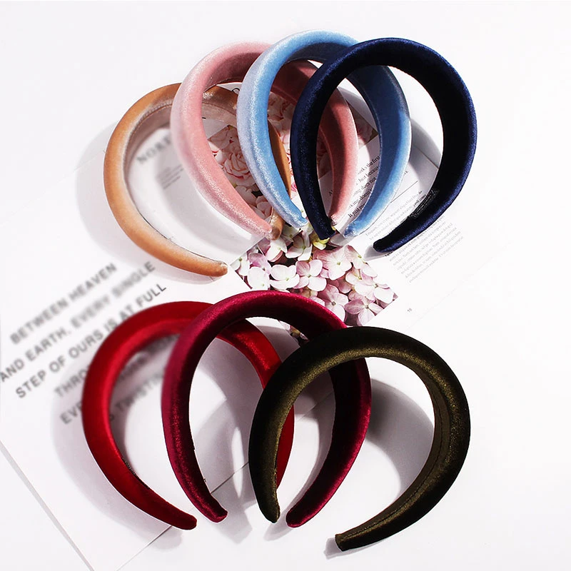 

5cm Wide Classic Thick Sponge Hair Hoop Flannel Headband Autumn Winter Hair Accessories Non-slip Head Hoop Soft Solid Color