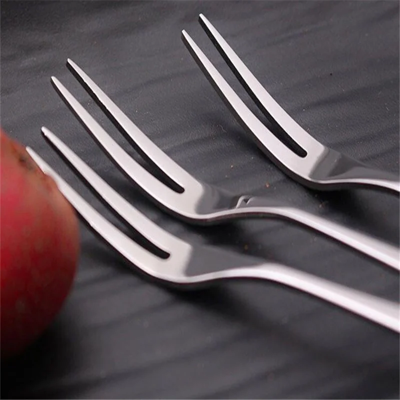 Stainless Steel Two-tine Fork Fruit Fork Set Tableware Multiple Use Snack Cake Dessert Forks Home Flatware 6/12PCS fruit fork portable cutlery silverware set