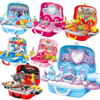 

Disney Portable Suitcase Toys Tool Kitchen Cosmetic Medical Juguetes Boy Girl Educational Pretend Play Toys for Kids Luggage Box