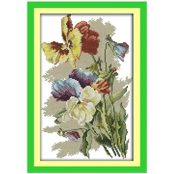

Pansy flower painting counted printed on the canvas 11CT 14CT DIY kit Cross Stitch embroidery needlework Sets home decor