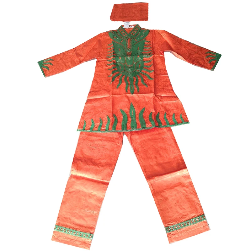 MD Green Orange Pants Suit For Women Plus Size South African Ladies Clothes Shirt Trousers Set Traditional Dashiki Attire Female