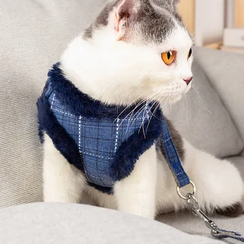 

Adjustable Dog Harness for Small Dogs Pet Cat Harness Vest Plus Velvet Thicken Sunday Angora Yarns Harness Leash Set Chest Strip